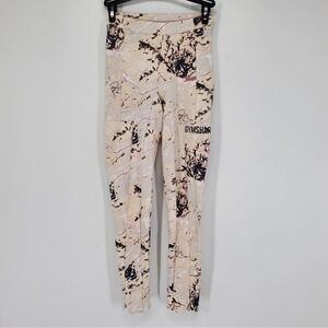 GYMSHARK Ori Leggings Print Gray Cream Marble 7/8 Length Cropped XS A9